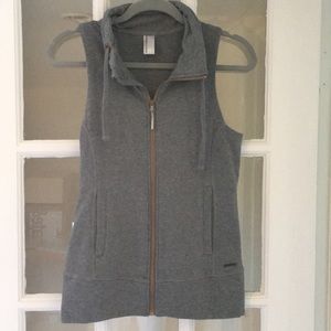 Heather grey knit zip vest.